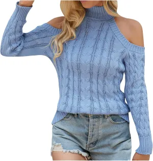 Lastesso Sweaters for Women Trendy Cold Shoulder Knit Pullover Sweater Lightweight Fitted Fashion Casual Vacation Clothes