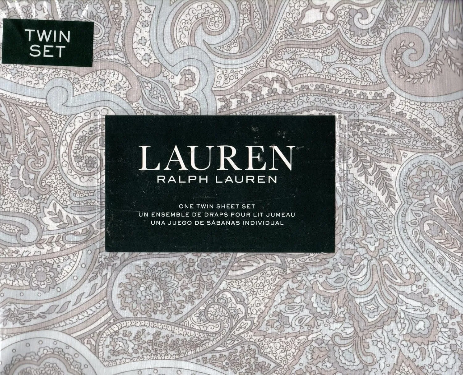 Lauren Ralph Lauren Coral Beach Paisley Gray Twin 3 Pc Sheet Set tan White Blue
