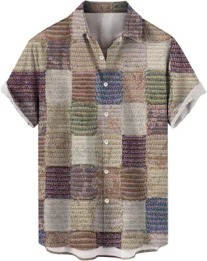LCMTWX Hawaiian Shirt Splicing Day Shirts Short Sleeve Casual Button Down Beach Flower Shirt and Shorts Suits Mens Blue