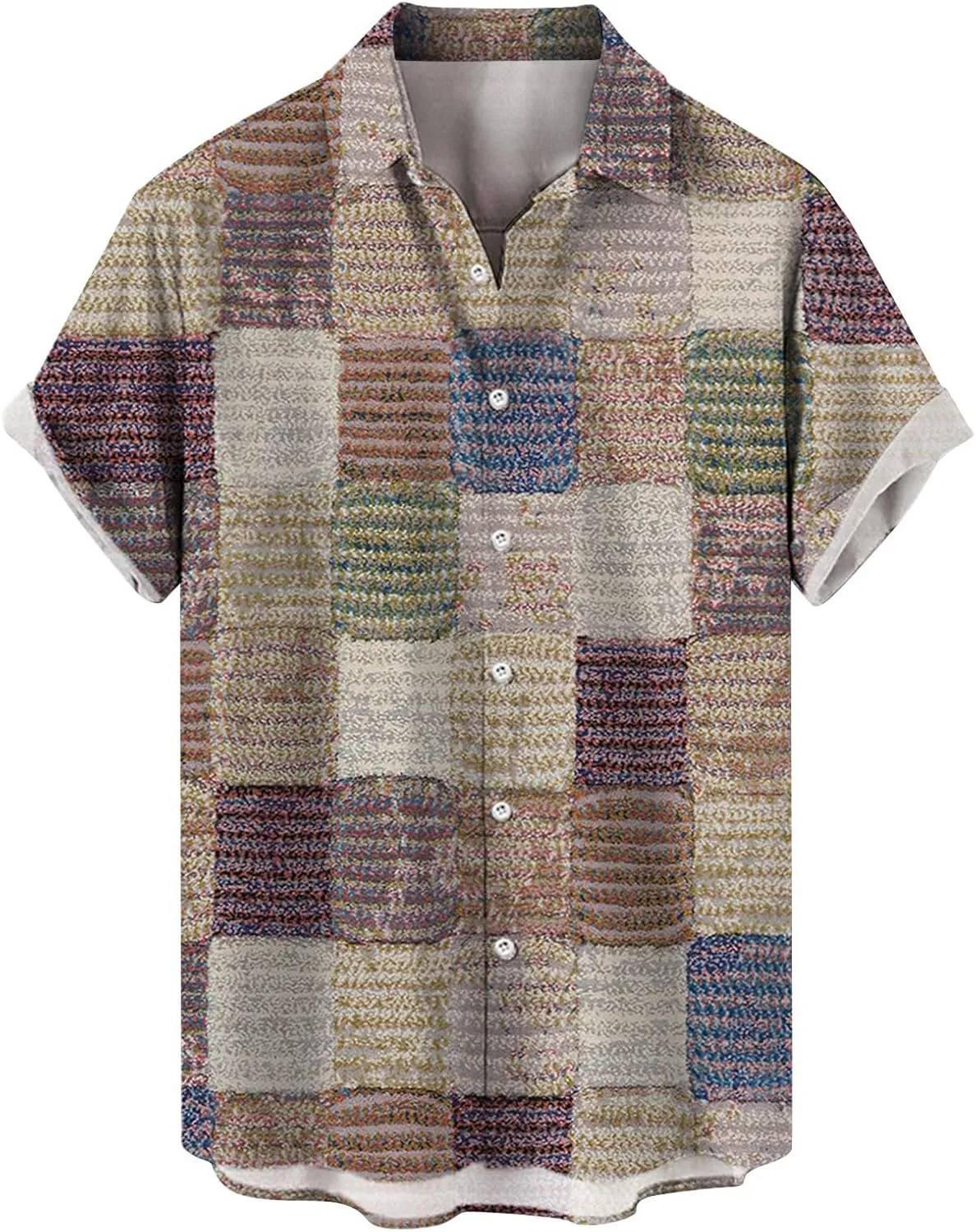 LCMTWX Hawaiian Shirt Splicing Day Shirts Short Sleeve Casual Button Down Beach Flower Shirt and Shorts Suits Mens Blue