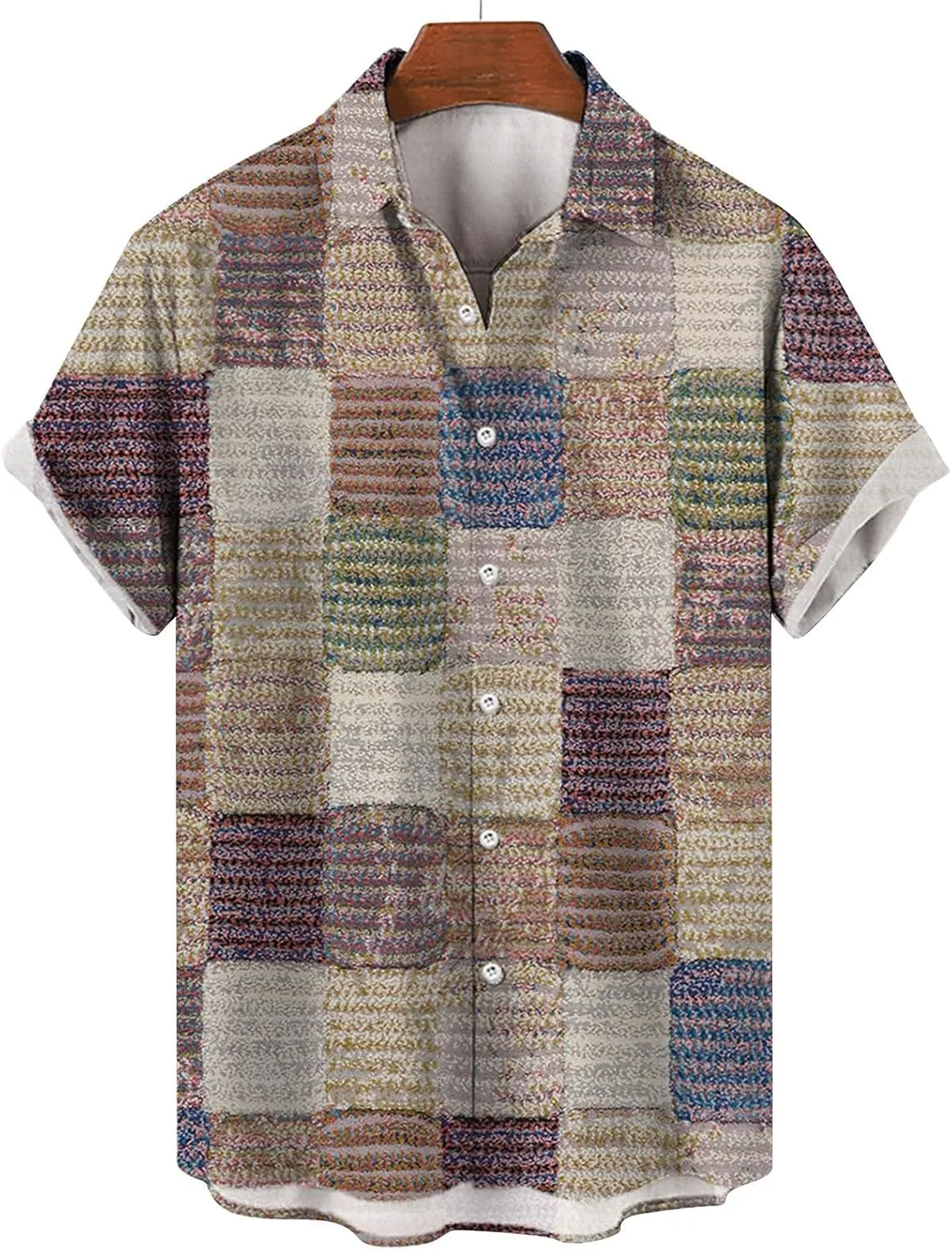 LCMTWX Hawaiian Shirt Splicing Day Shirts Short Sleeve Casual Button Down Beach Flower Shirt and Shorts Suits Mens Blue