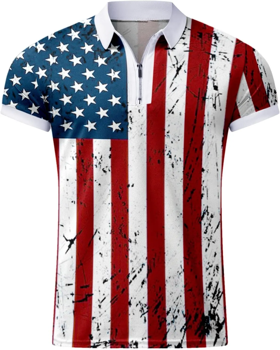 LCMTWX Men's American Flag Polo Shirt Men's Patriotic Golf Polo Shirt and Summer Fashion Leisure Seaside Beach Holiday 3D