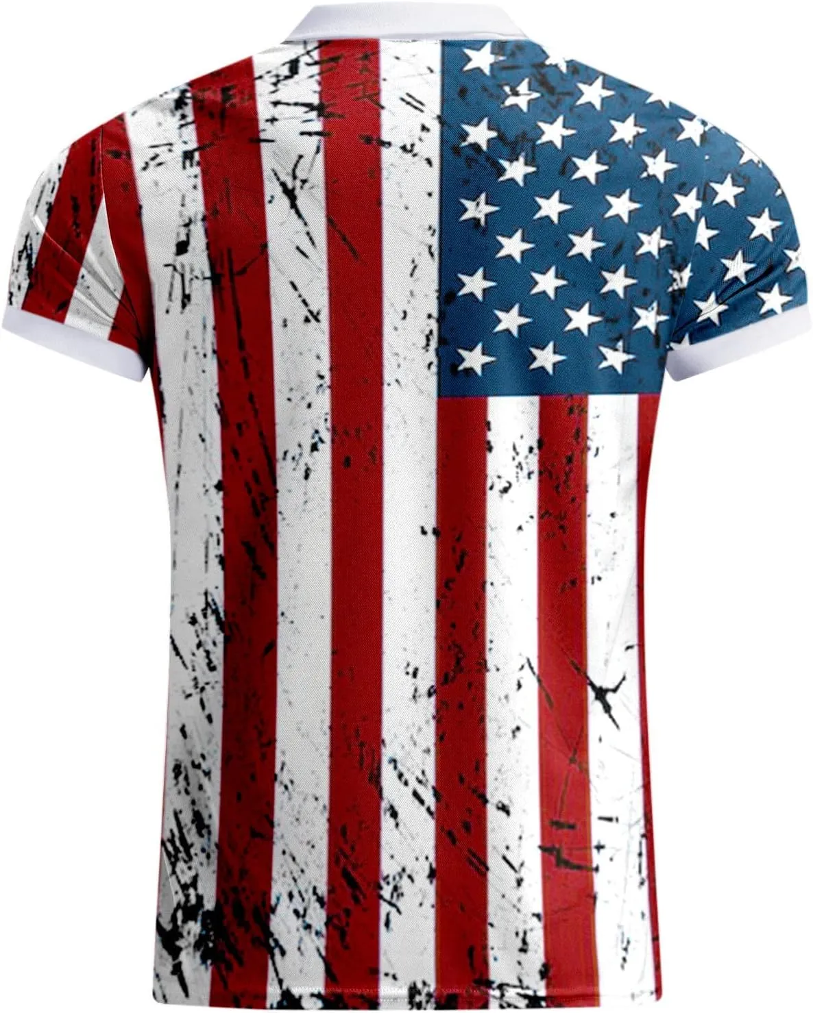 LCMTWX Men's American Flag Polo Shirt Men's Patriotic Golf Polo Shirt and Summer Fashion Leisure Seaside Beach Holiday 3D