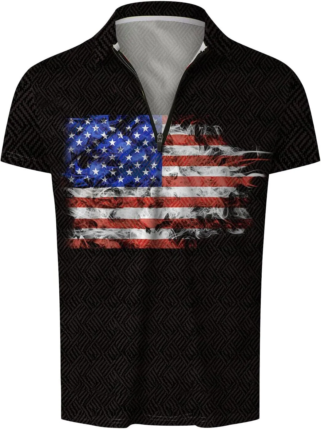 LCMTWX Tropical Golf Shirts for Men American Flag Patriotic Funny Golf Shirts for Men Seaside Beach Holiday 3D Digital