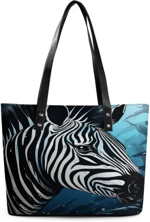 Leather Lady's Handbag,Blue Sailfish Print Work Handbags,Tote Bags for Women,Shoulder Hobo Handbags,Casual Tote Bag