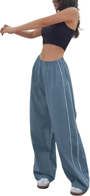 Lianlive Womens Parachute Pants Wide Leg Baggy Y2K Track Pants for Women