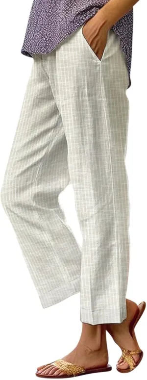 Lightweight Linen Pants Women Floral Cotton Linen Casual Pants Cropped Linen Pants Women Womens Cotton Linen Pants