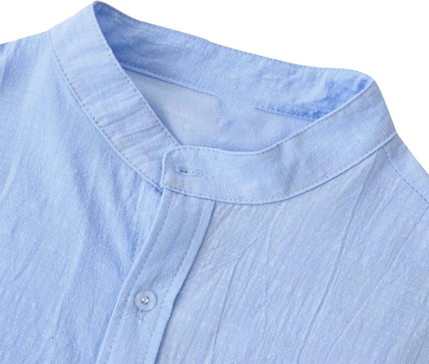 Linen Dress Shirt Men Slim Fit Trendy Button Down Solid Round Neck Beach Shirts Loose Casual 2025 Cotton Blouses