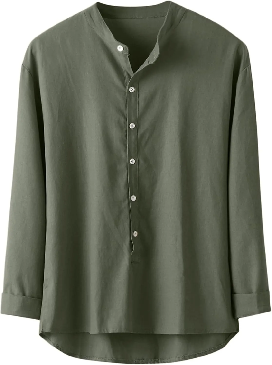Linen Shirt Men Button Down Long Sleeves Cotton Solid Color Summer Beach Dress Shirt Casual Trendy Summer Clothing