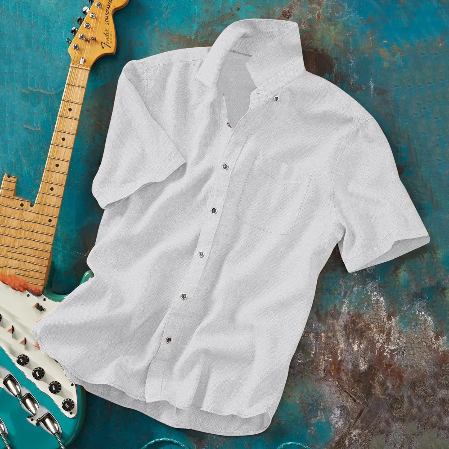 Linen Shirts for Men Trendy Button Down Short Sleeve Summer Beach Wedding Shirt Lightweight Quick Dry Chambray Blouses