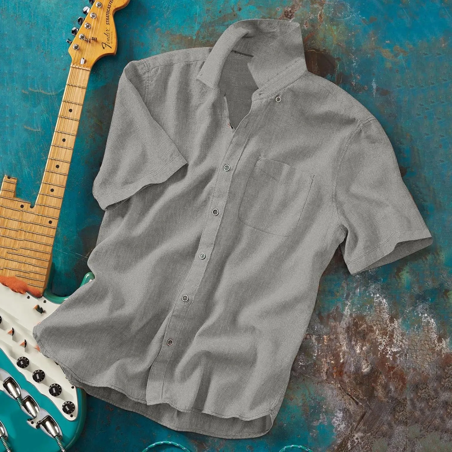 Linen Shirts for Men Trendy Button Down Short Sleeve Summer Beach Wedding Shirt Lightweight Quick Dry Chambray Blouses