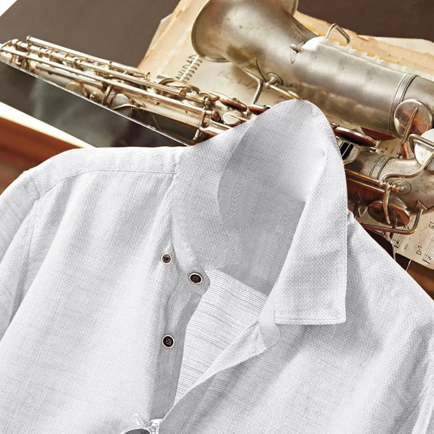 Linen Shirts for Men Trendy Button Down Short Sleeve Summer Beach Wedding Shirt Lightweight Quick Dry Chambray Blouses