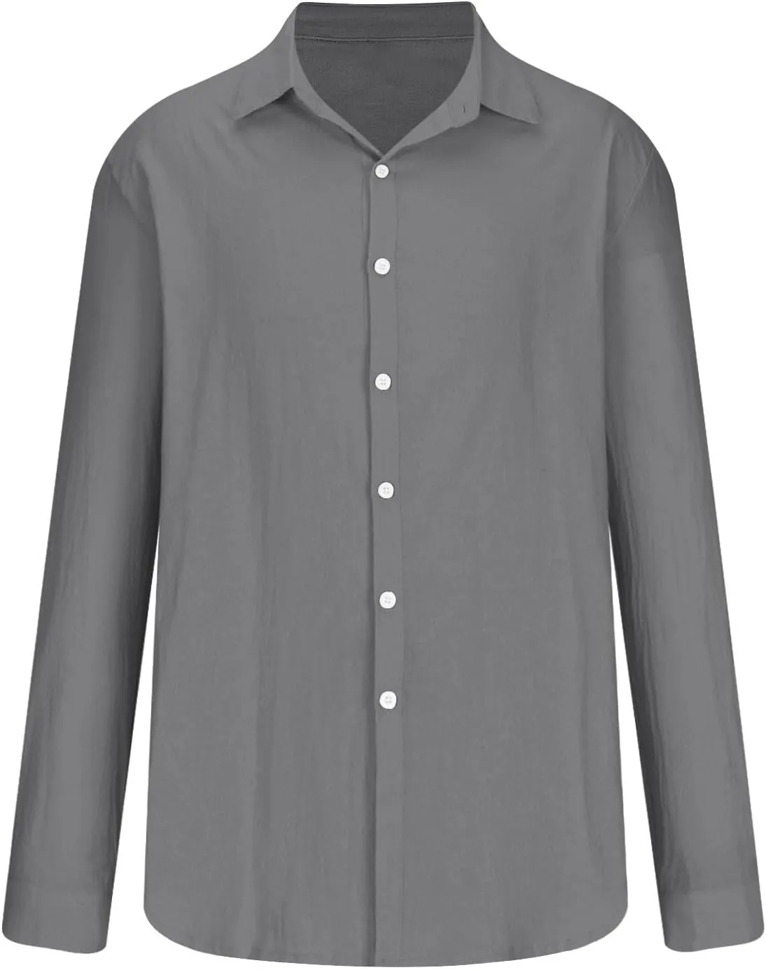 Linen T-Shirt for Men Solid Color Button Down Beach Shirts Top Long Sleeves Casual Lapel Comfy Cotton Tees Blouse