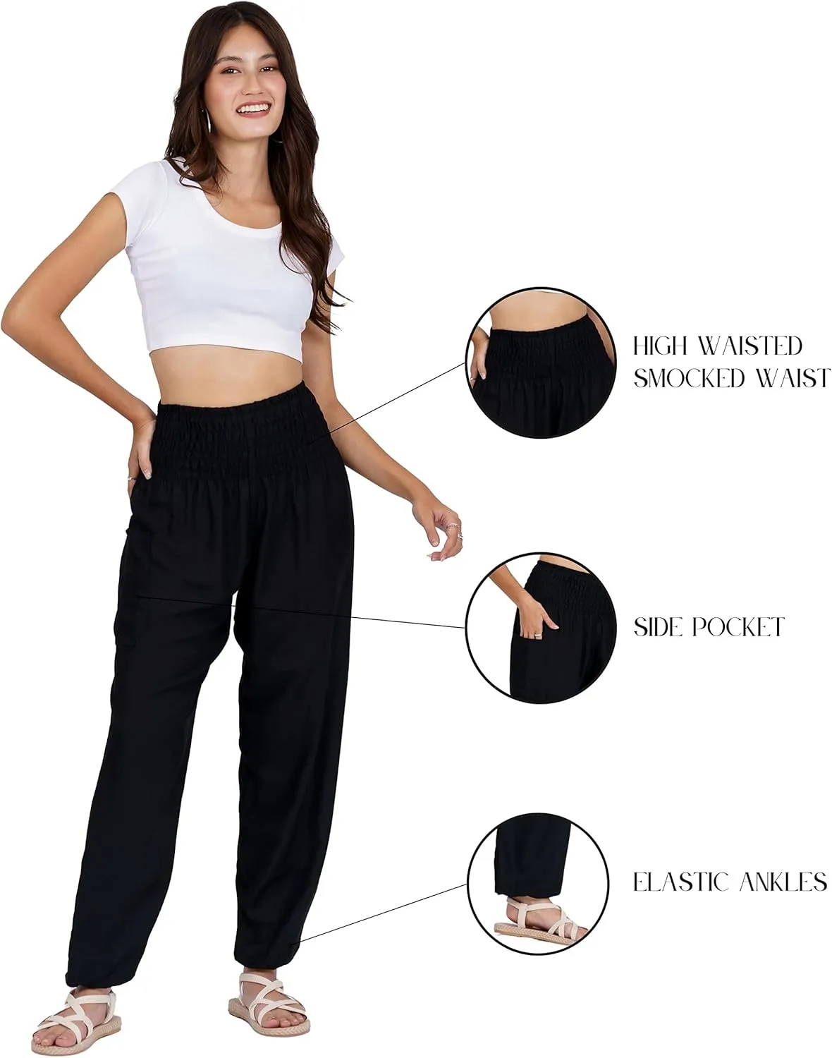LOFBAZ Harem Yoga Pants for Women S-4XL Hippie Boho PJs Lounge Beach Print Plus