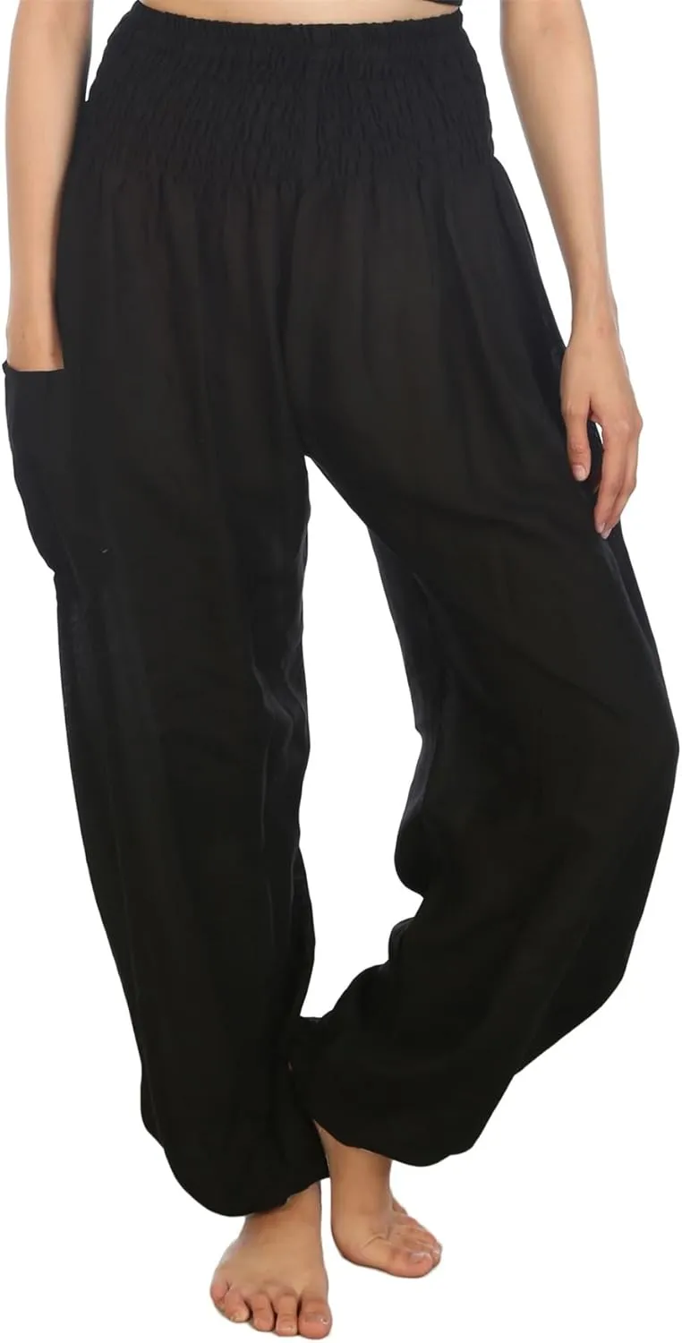 LOFBAZ Harem Yoga Pants for Women S-4XL Hippie Boho PJs Lounge Beach Print Plus