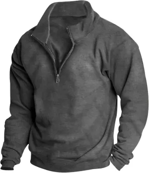 Long Sleeve Sweatshirts for Men Loose Stylish Turtleneck Quarter Zip Pullover Shirt Vintage Comfy Fishing Sweatshirt