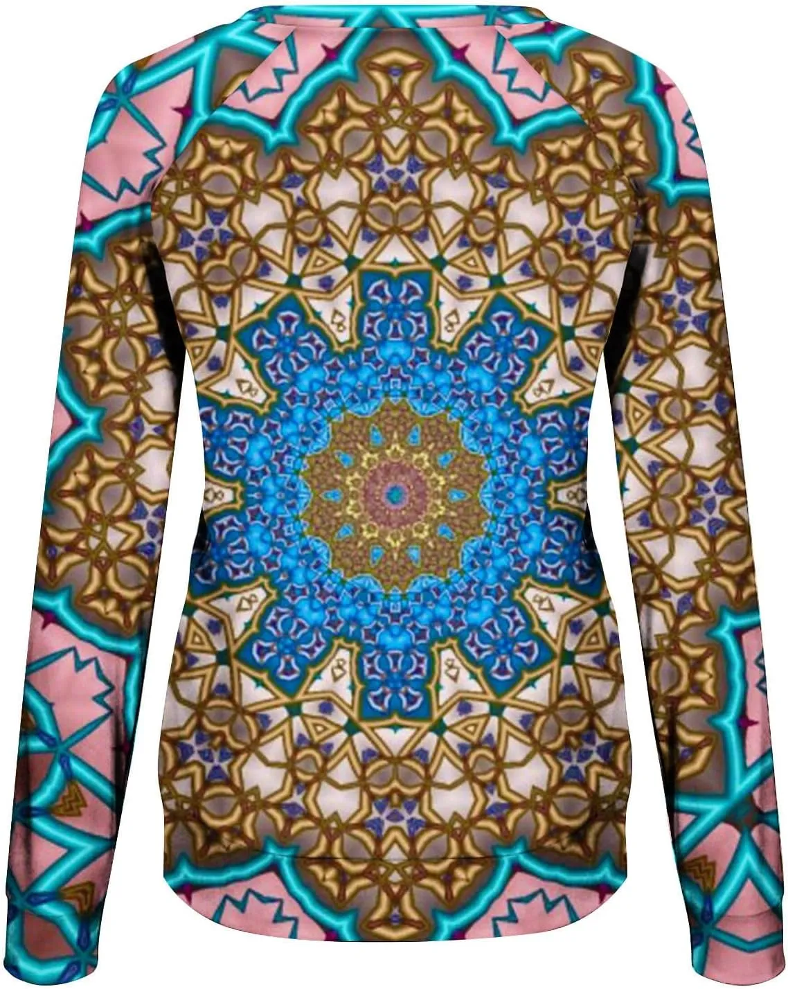 Loose Fitting Long Sleeve Tops for Women Aztec Ethnic Print Graphic Tee Shirts Casual Dressy Crewneck Sweatshirts