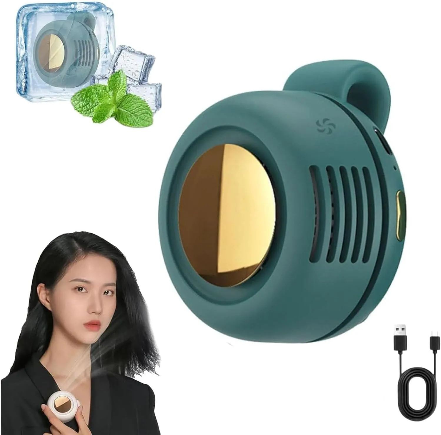 Loraindee Mini Fan Clip On, Portable Silent Mini Bladeless Electric Fan, Portable Clip on Fan, 360° Wearable Waist Small Clip Fans for Outdoor & Travel & Office