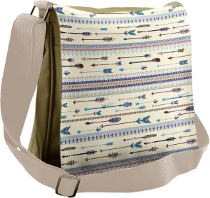 Lunarable Arrows Messenger Bag, Indigenous Pattern, Unisex Cross-body