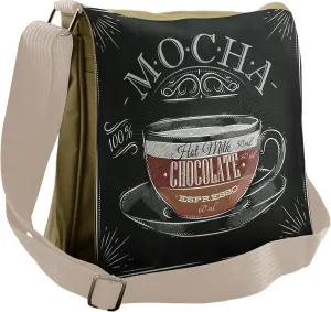 Lunarable Coffee Messenger Bag, Mocha Cup Chalkboard Design, Unisex Cross-body