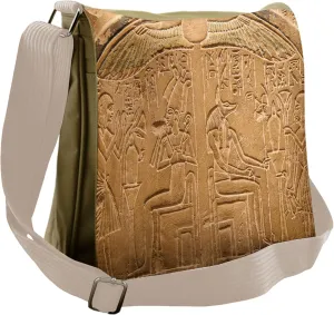 Lunarable Egyptian Messenger Bag, Hieroglyphs on the Wall, Unisex Cross-body
