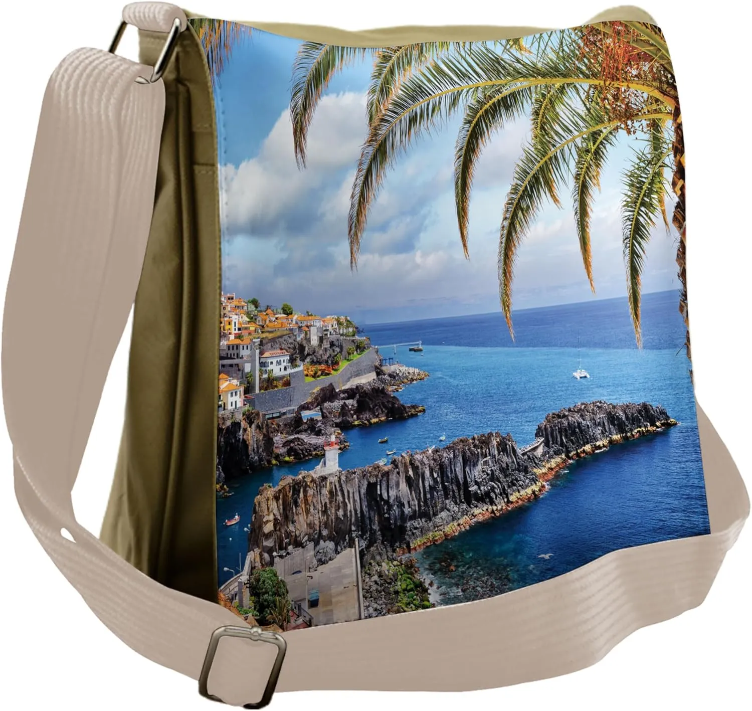 Lunarable Italian Messenger Bag, Mediterranean Fisherman, Unisex Cross-body