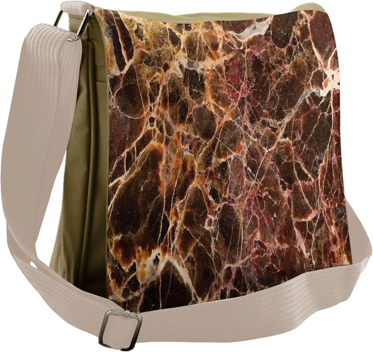 Lunarable Marble Messenger Bag, Earthen Toned Stripes, Unisex Cross-body