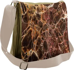Lunarable Marble Messenger Bag, Earthen Toned Stripes, Unisex Cross-body