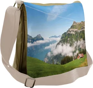 Lunarable Mountain Messenger Bag, Switzerland Lake Lucerne, Unisex Cross-body