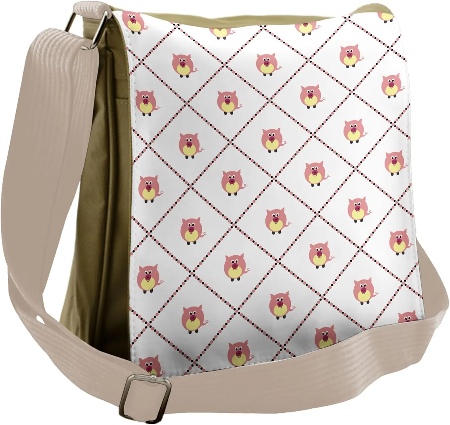 Lunarable Pig Messenger Bag, Fauna Animal Husbandry, Unisex Cross-body