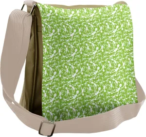 Lunarable Reptile Messenger Bag, Gecko Silhouettes Crawling, Unisex Cross-body