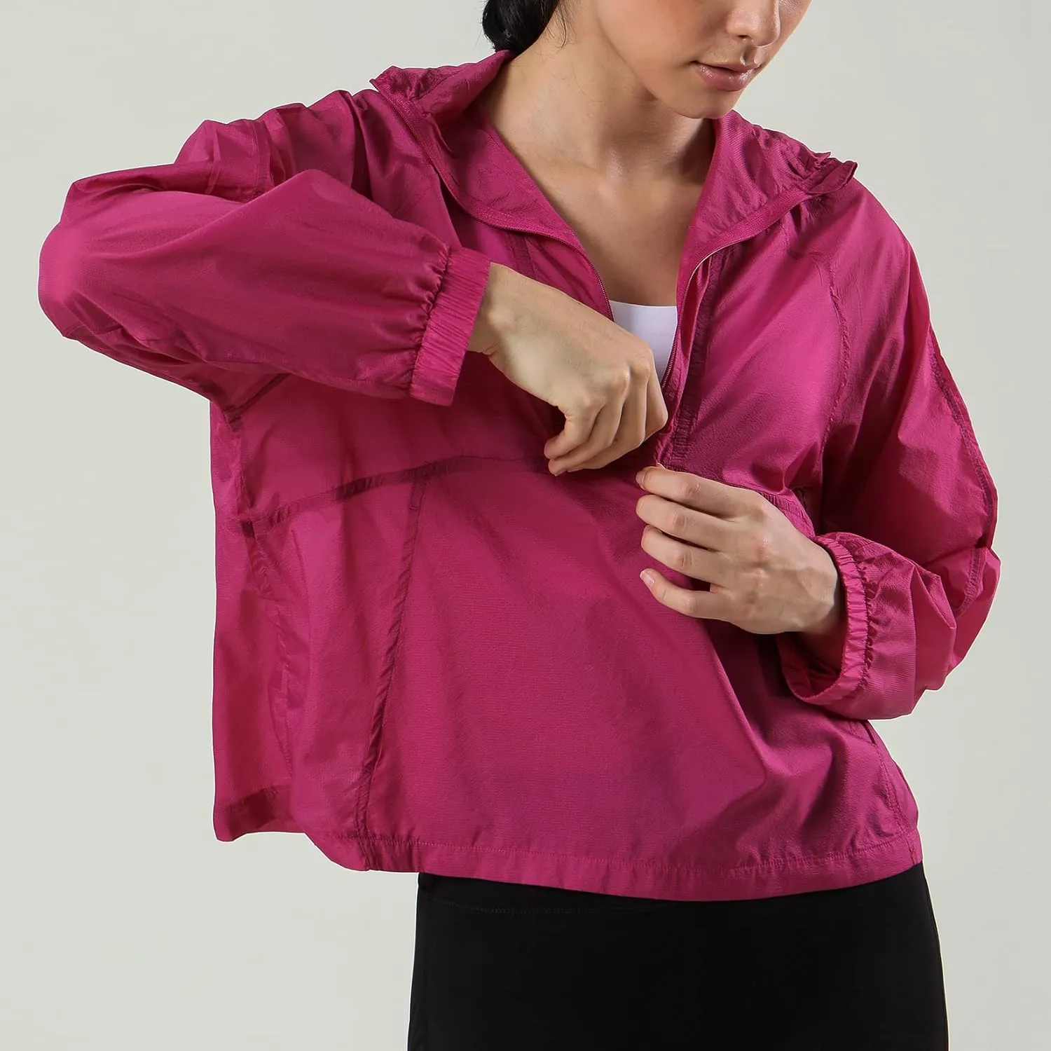 Lu's Chic Women's UPF 50  Quarter Zip Jacket Zipper UV Sun Protection Shirt Lightweight Cycling Coat