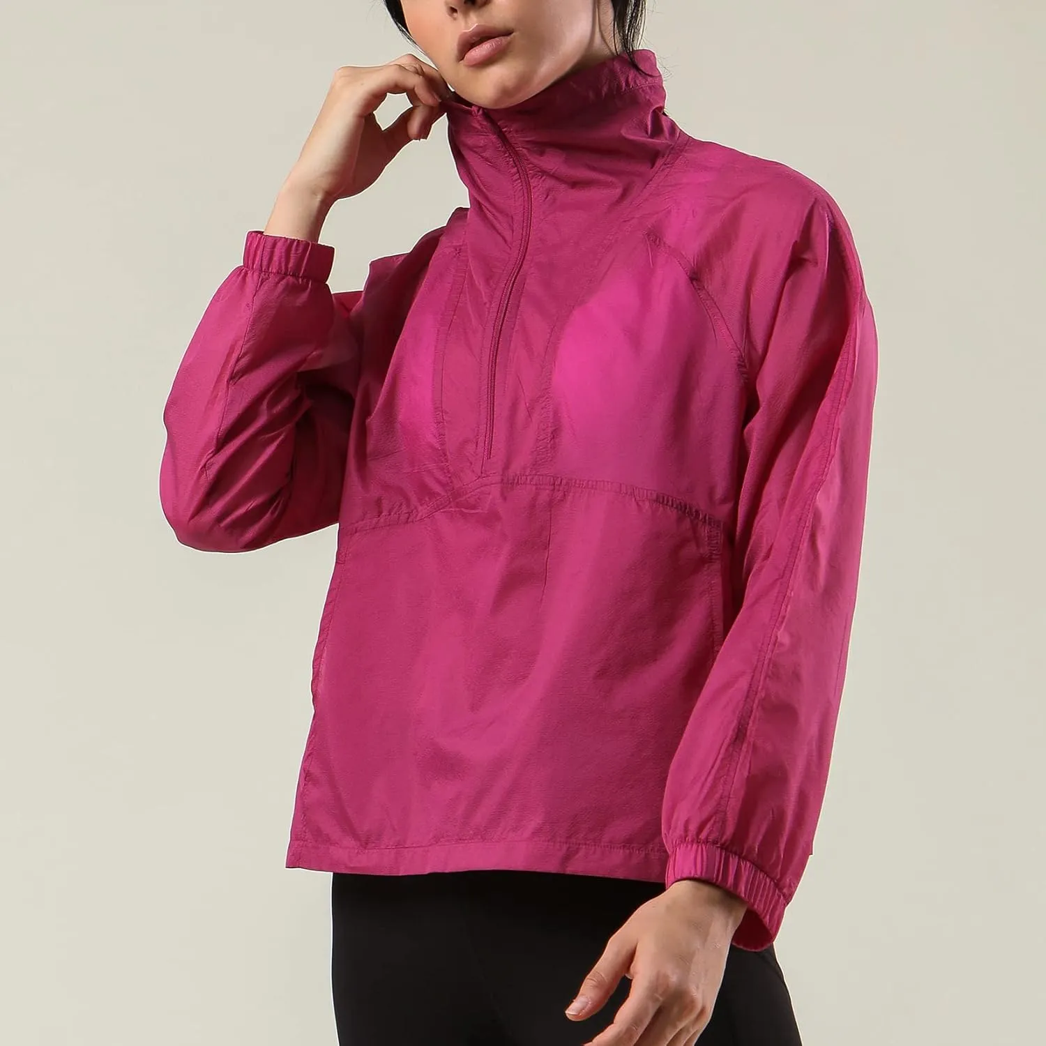 Lu's Chic Women's UPF 50  Quarter Zip Jacket Zipper UV Sun Protection Shirt Lightweight Cycling Coat