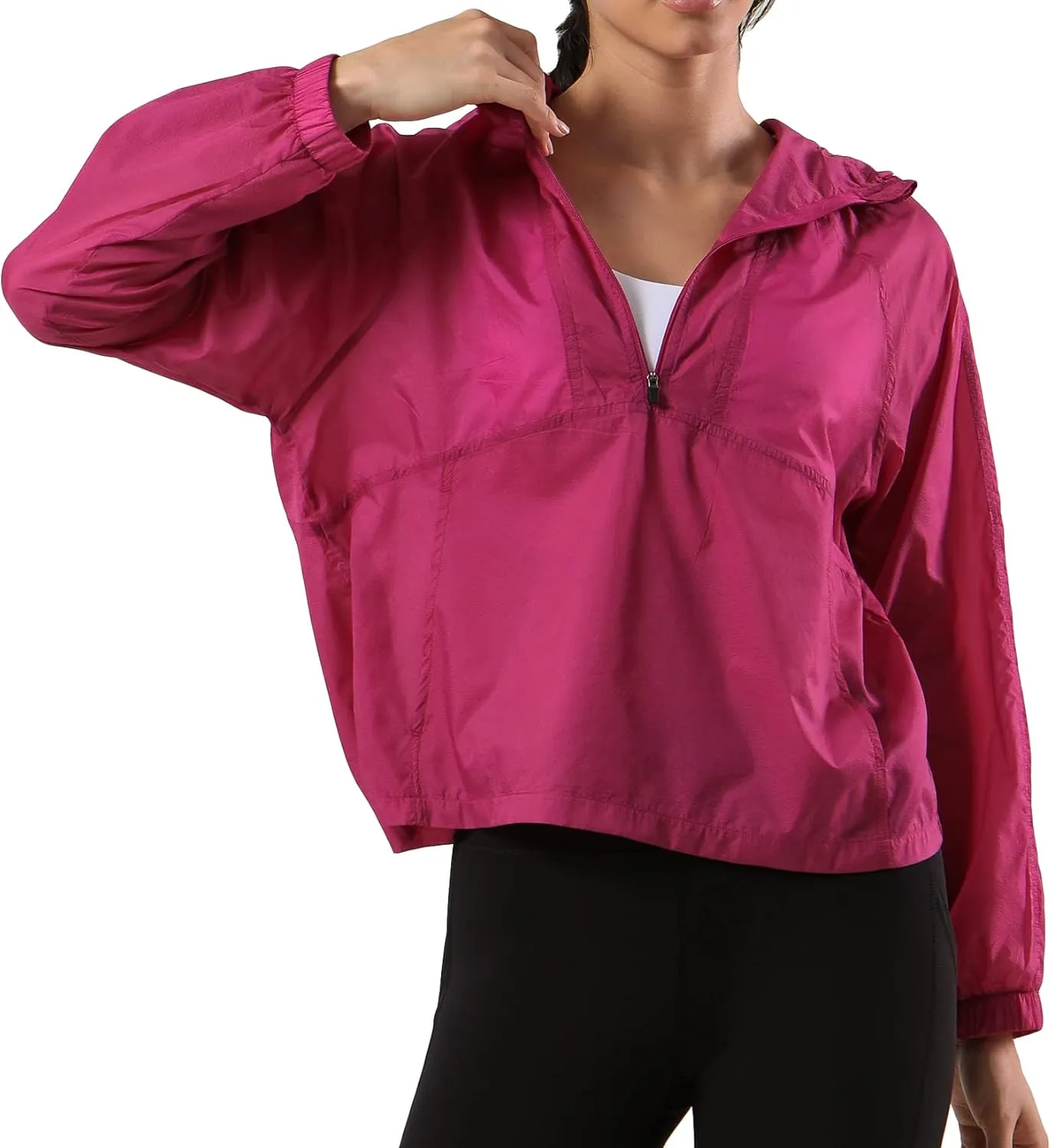 Lu's Chic Women's UPF 50  Quarter Zip Jacket Zipper UV Sun Protection Shirt Lightweight Cycling Coat