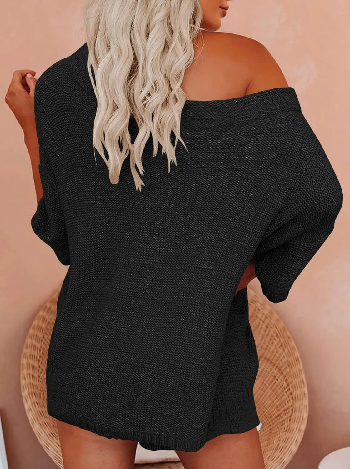 Mafulus Women's 2 Piece Outfits Sweater Sets Off Shoulder Knit Top Shorts Matching Suits Cute Pajama Lounge Set