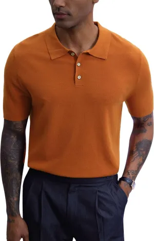 Mainfini Men’s Knit Button Polo Shirts Vintage 70s Golf Shirt Casual Beach Vacation Outfit