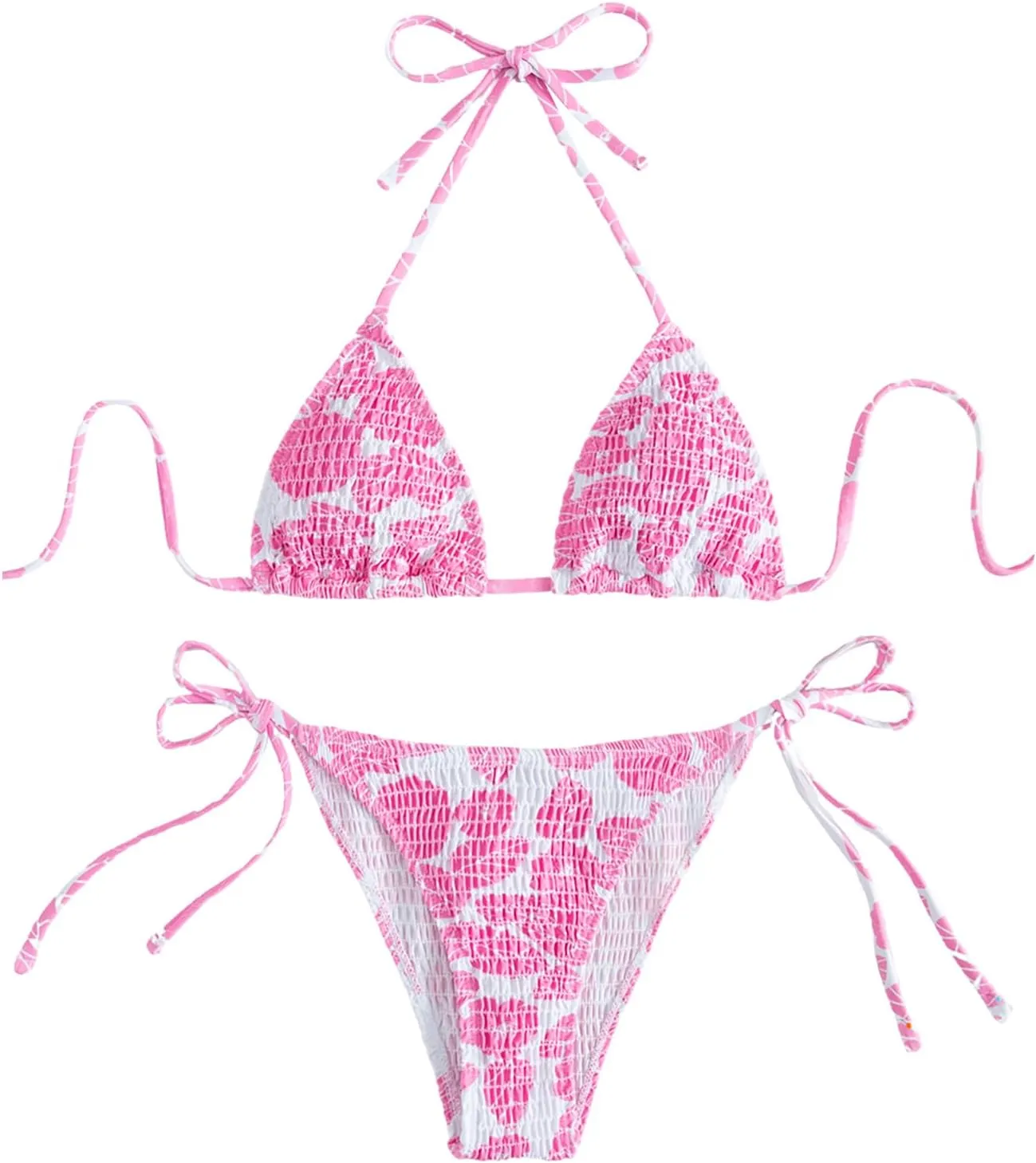 MakeMeChic Women's Halter Triangle Thong Bikini Sets High Cut Swimsuit Bathing Suit Swimwear