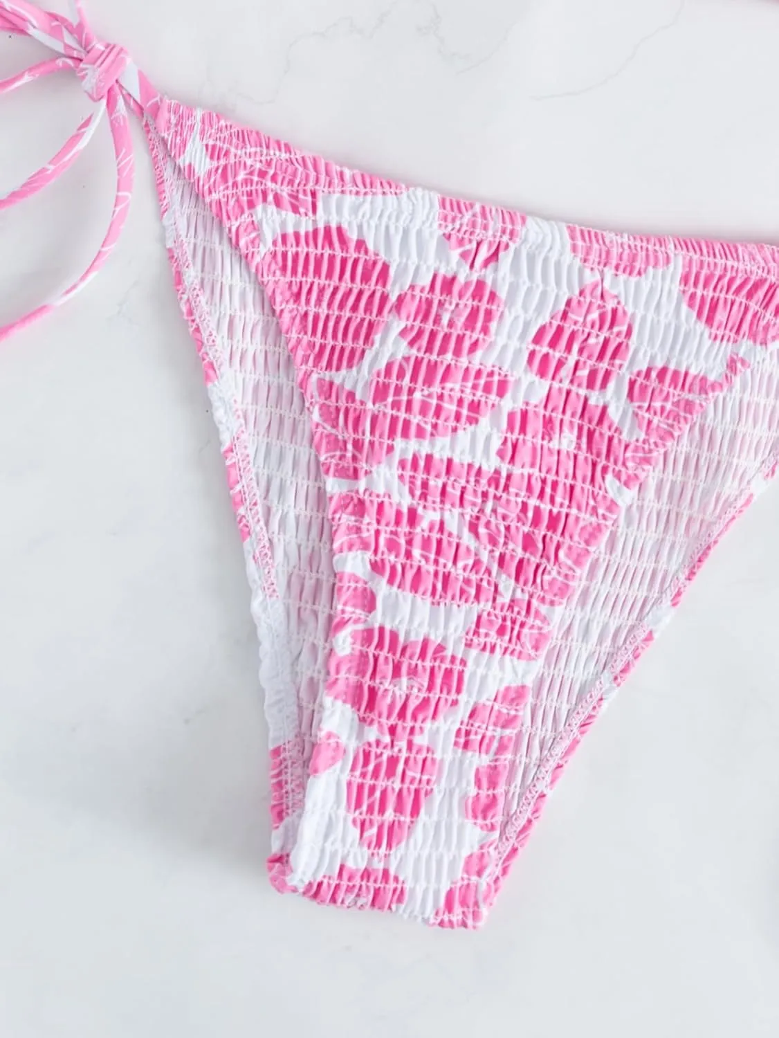 MakeMeChic Women's Halter Triangle Thong Bikini Sets High Cut Swimsuit Bathing Suit Swimwear