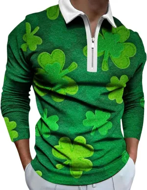 Mardi Gras Polo Shirts for Men Loose Button Stand Collar Solid Shirt Short Sleeve Top Slim Fit Tee Shirts for Men