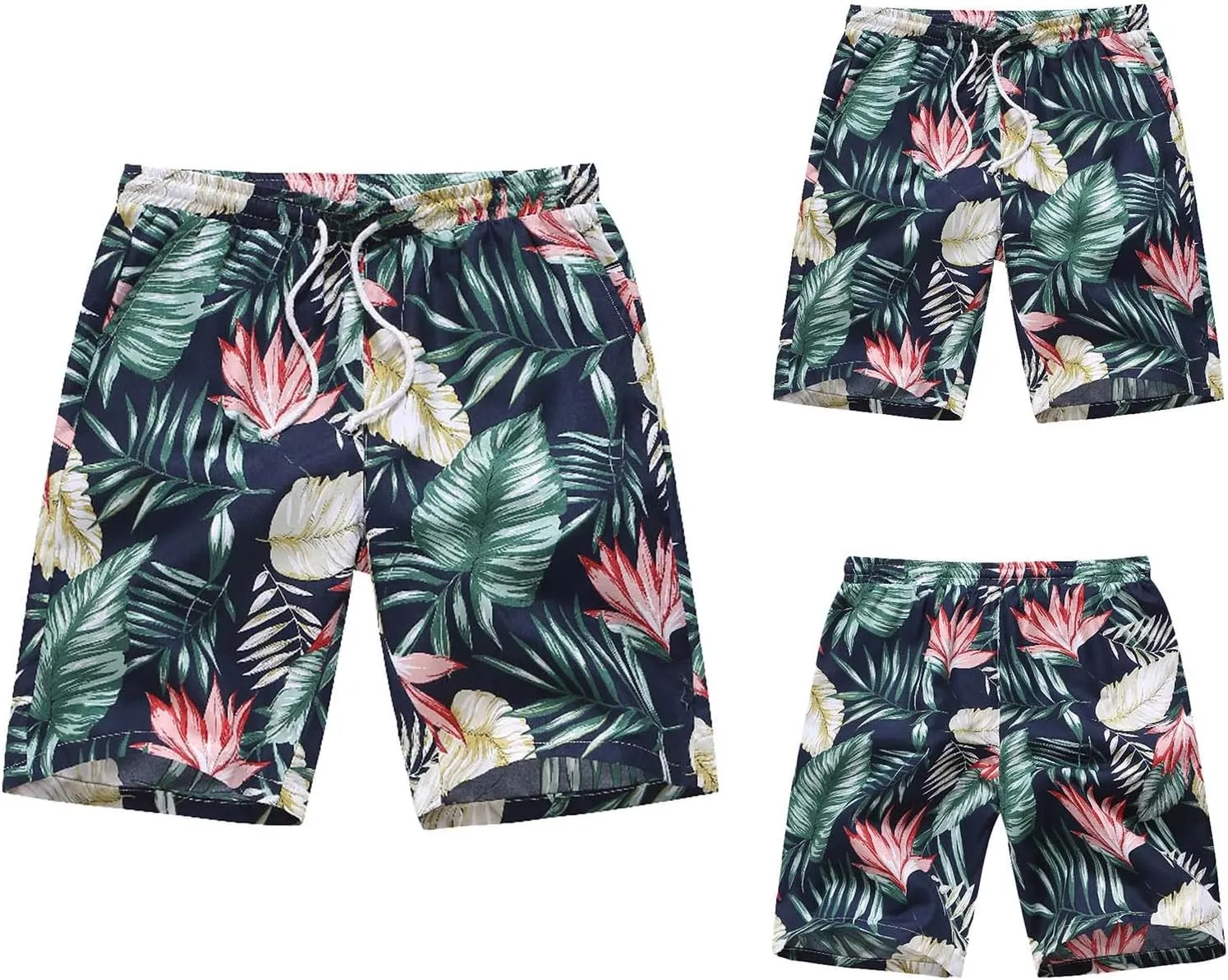 Matching Vacation Outfits for Family Loose Short Printed Floral Beach Casual Pants Shorts Power Shorts Mens Swim