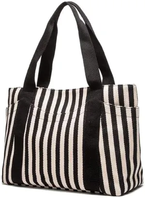Medium Tote Bag for Women, Canvas Purses Handbags with 7 Pockets & Zippers, Teacher Appreciation Gifts