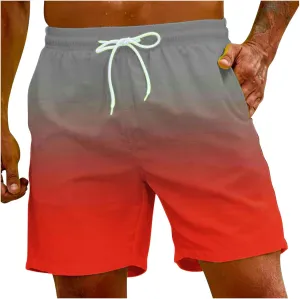 Men 2 Piece Short Sets Outfits Men's Lace-up Summer Pants Solid Shorts Men's Board Shorts Swim for Men Mens Swim