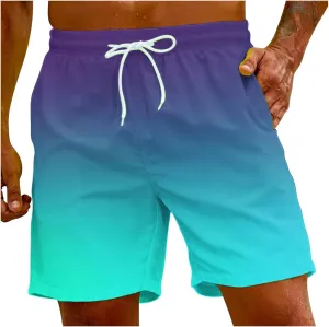 Men 2 Piece Short Sets Outfits Men's Lace-up Summer Pants Solid Shorts Men's Board Shorts Swim for Men Mens Swim