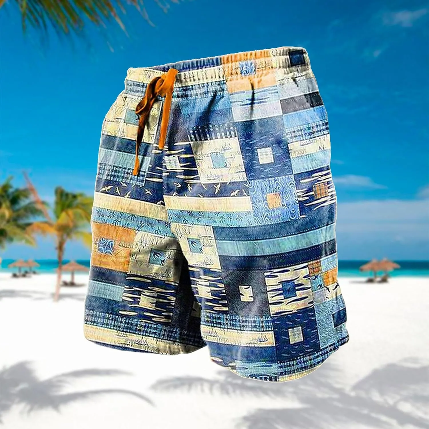 Men Casual Linen Shorts Fitness Sports Plus Size Five Quick Drying Beach Pants Shorts Khaki Men's Shorts Swim for