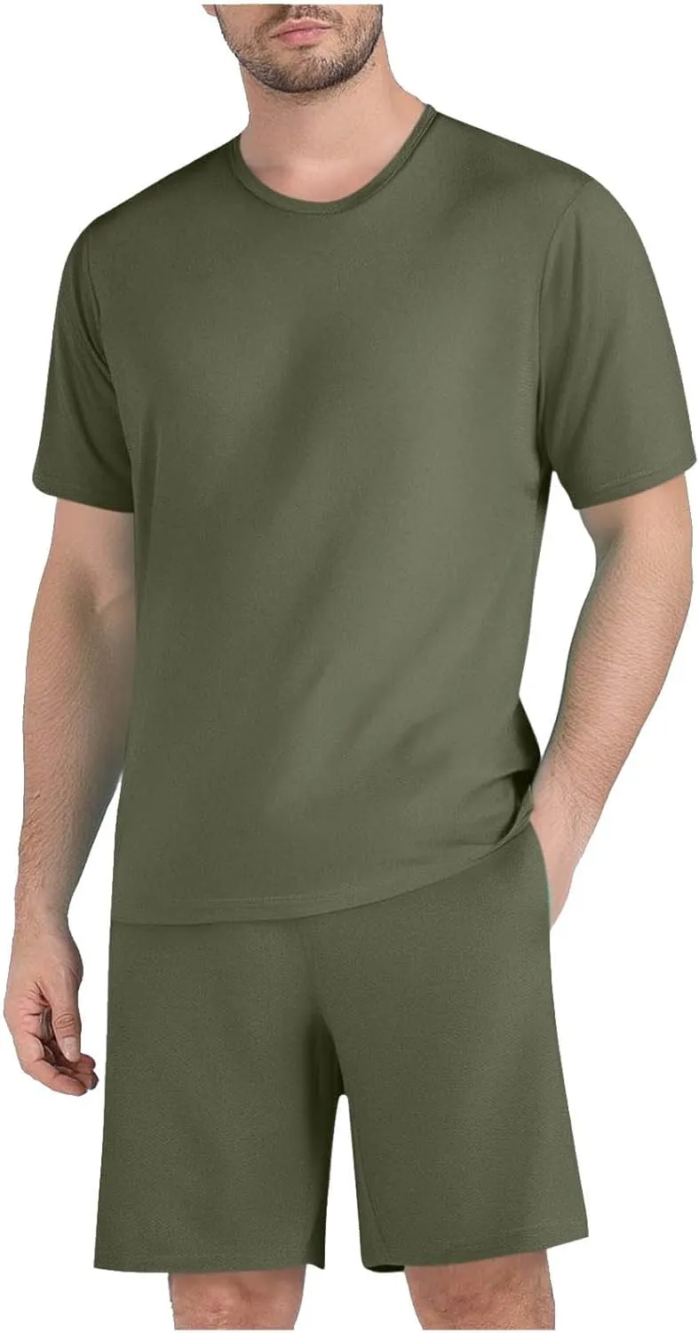 Men Two Piece Beach Outfits Sets Summer Short Sleeve Shirt and Shorts Vacation Workout Casual Tracksuit Loungewear 2025