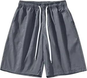 Men's Athletic Shorts Summer Lounge Drawstring Vacation Beach Pants Fashion Loose Elastic Waist Pants with Pockets