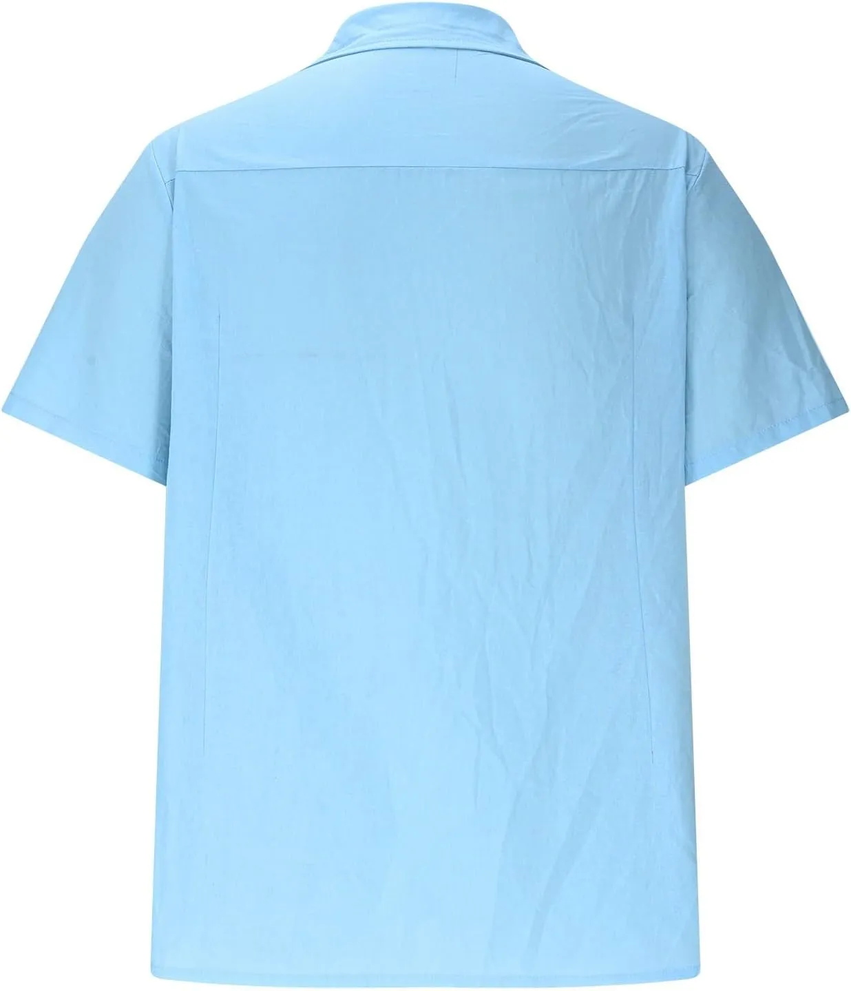 Men's Beach Hippie T-Shirts Summer Fashion Solid Color Lapel Short Sleeve Tops Plus Size Loose Fit Vacation Blouse