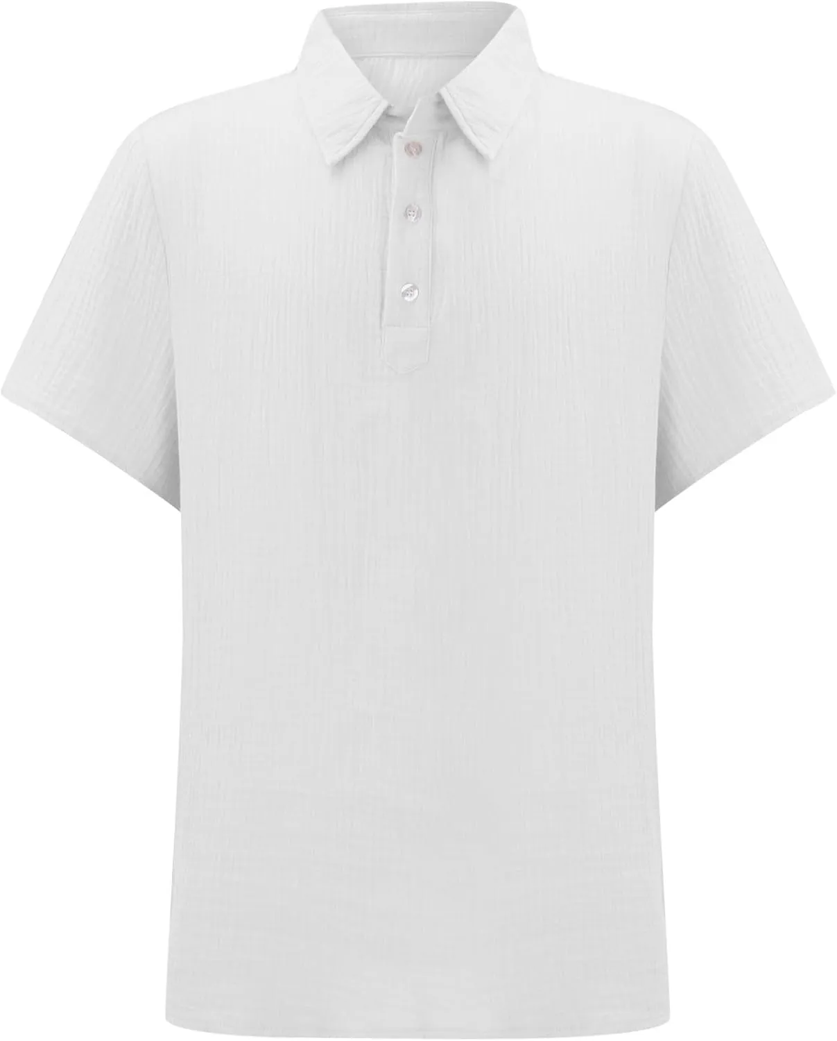 Men's Button Polo Shirt Textured Casual Knit Short Sleeve Polo T Shirt Summer Beach Holiday Stretchy Golf Shirts