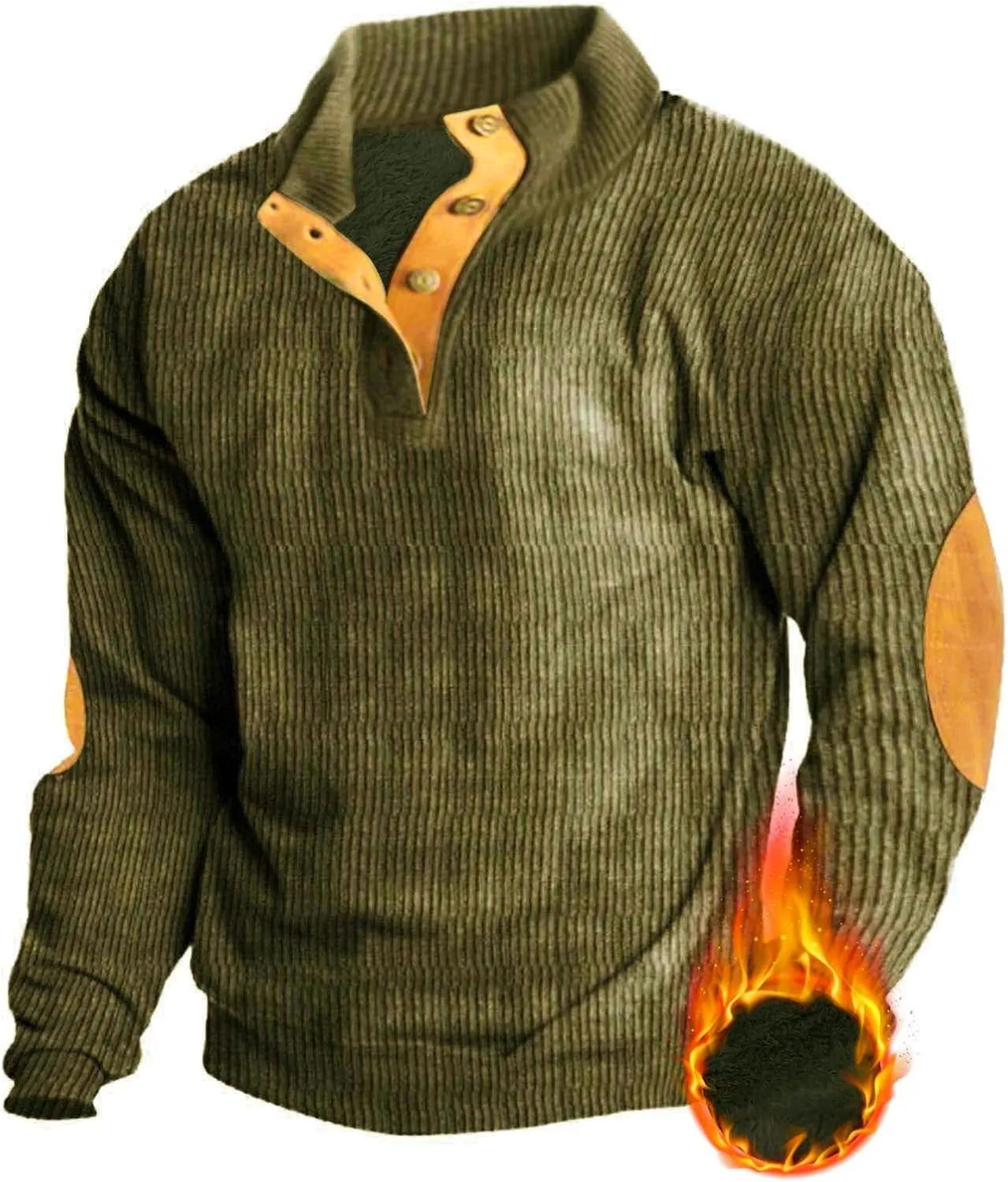 Men's Cashmere Long Sleeve Sweatshirt Warm Cuff Patch Long Sleeve Sweatshirt Top Men's Western Aztec Ethnic Print