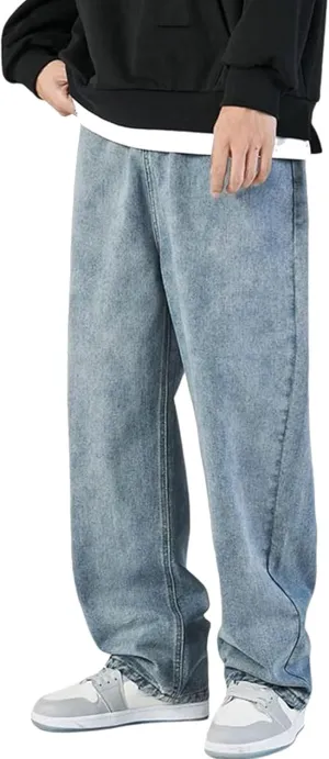 Mens Casual Fashion Baggy Cargo Pants with Leg Pockets Y2k Straight Wide Leg Cargo Jeans for Men